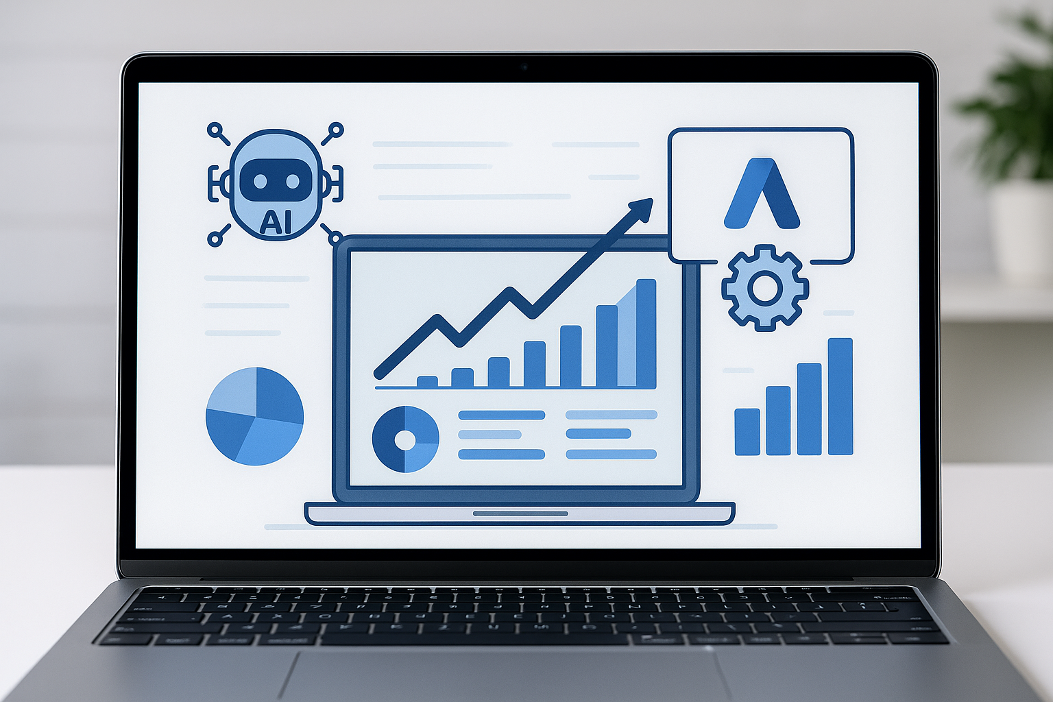 Google Ads AI dashboard showing automation, bidding, and performance insights